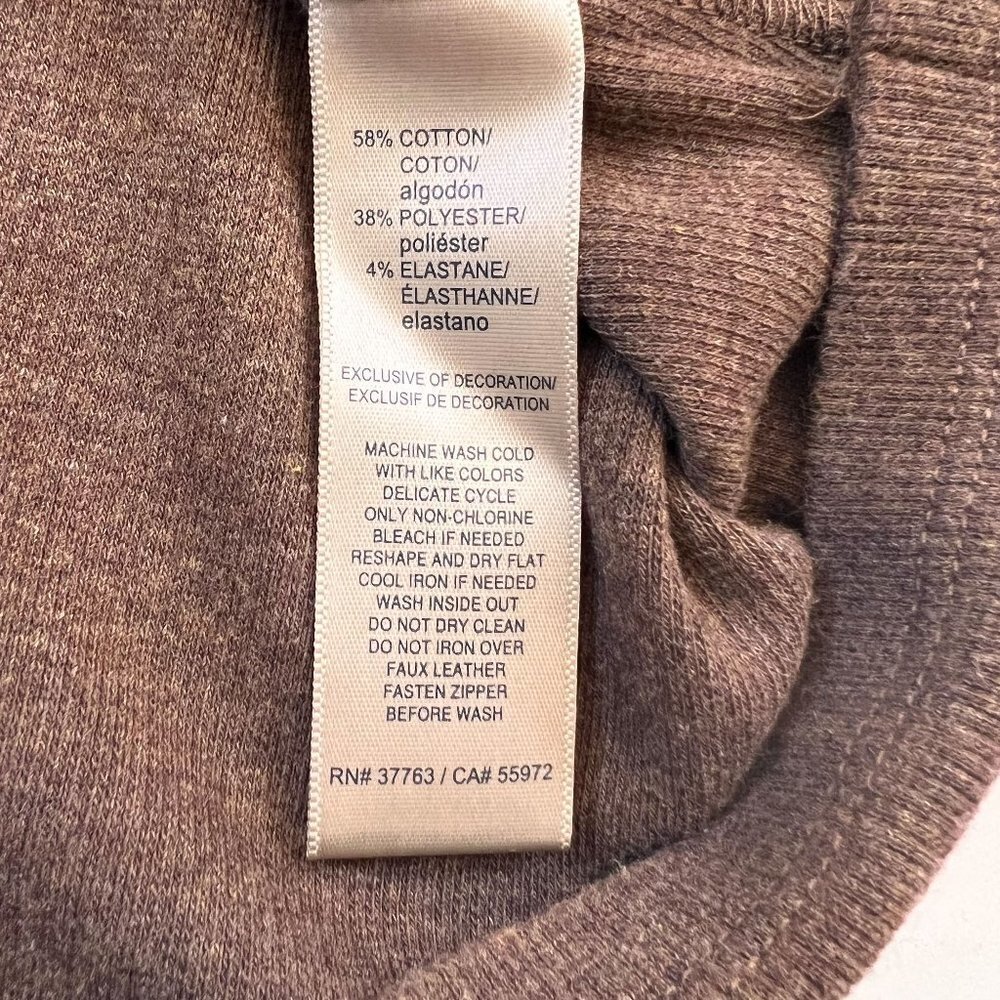 Rafaella Brown Sweater with faux leather trim Size Large - Picture 6 of 8